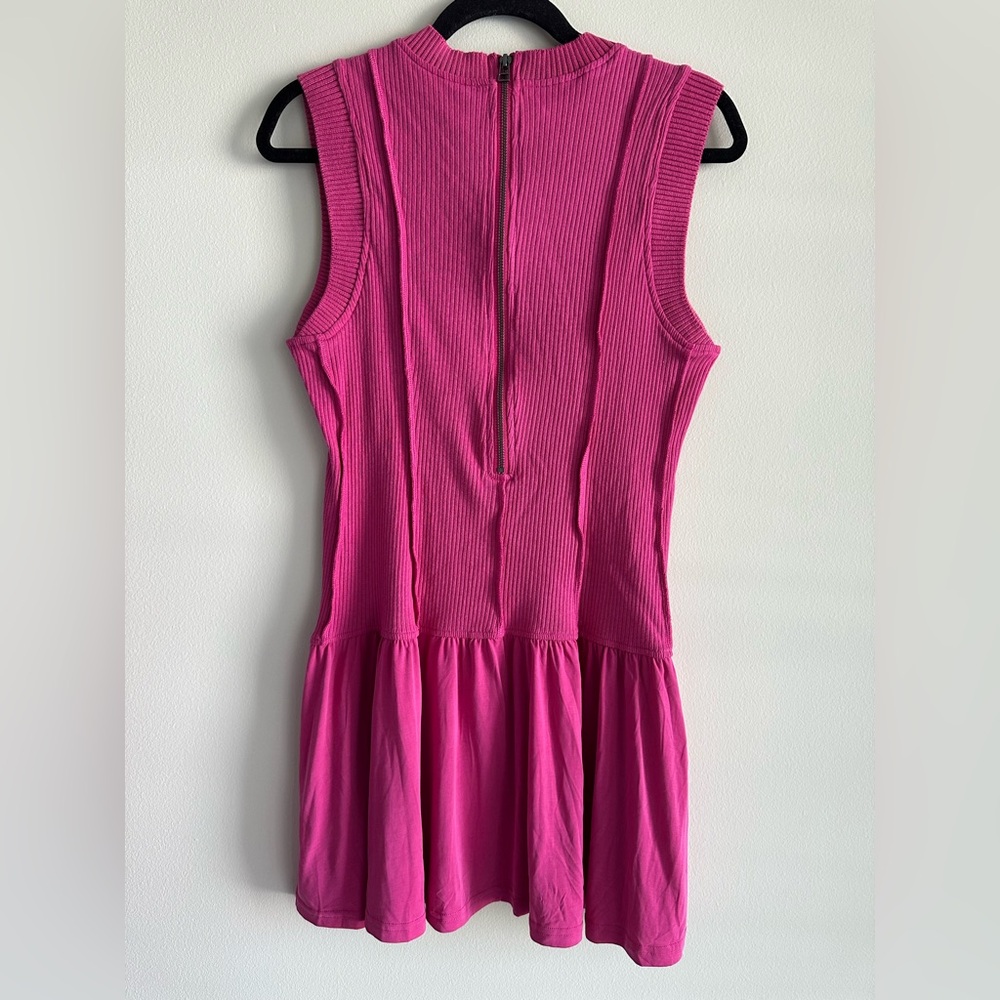 NWT Anthropologie Daily Practice Buzzer Beater Cotton Blend Pink Mini Dress Sz M - Picture 5 of 15